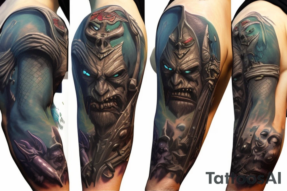 Warcraft undead sleeve tattoo idea