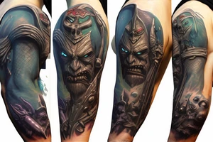 Warcraft undead sleeve tattoo idea