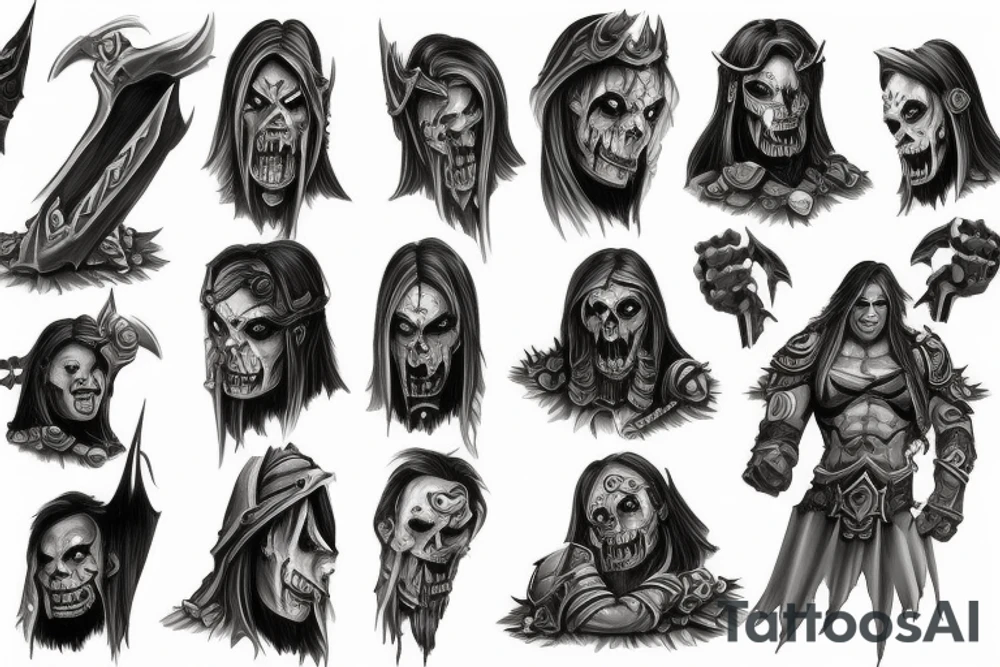 Warcraft undead sleeve tattoo idea