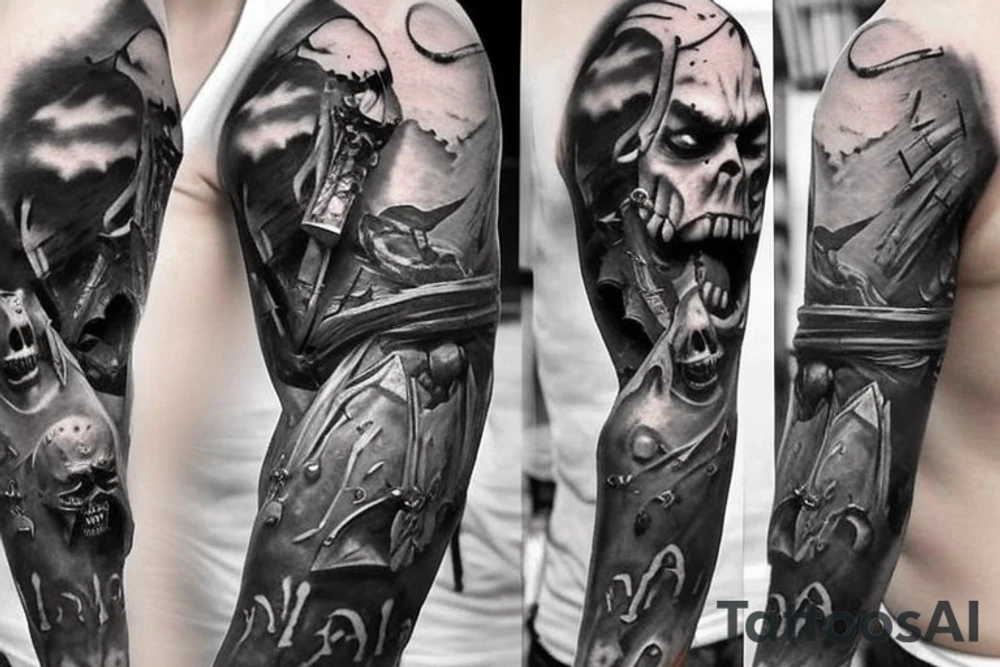 Warcraft undead sleeve tattoo idea