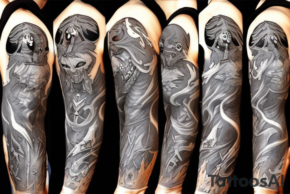 Warcraft undead sleeve tattoo idea
