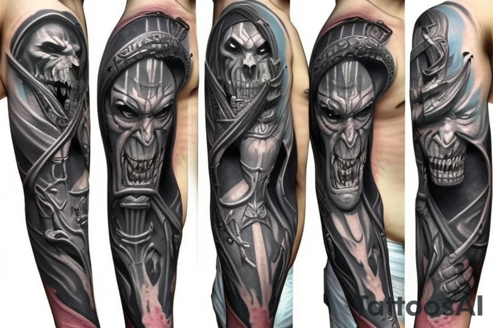 Warcraft undead sleeve tattoo idea