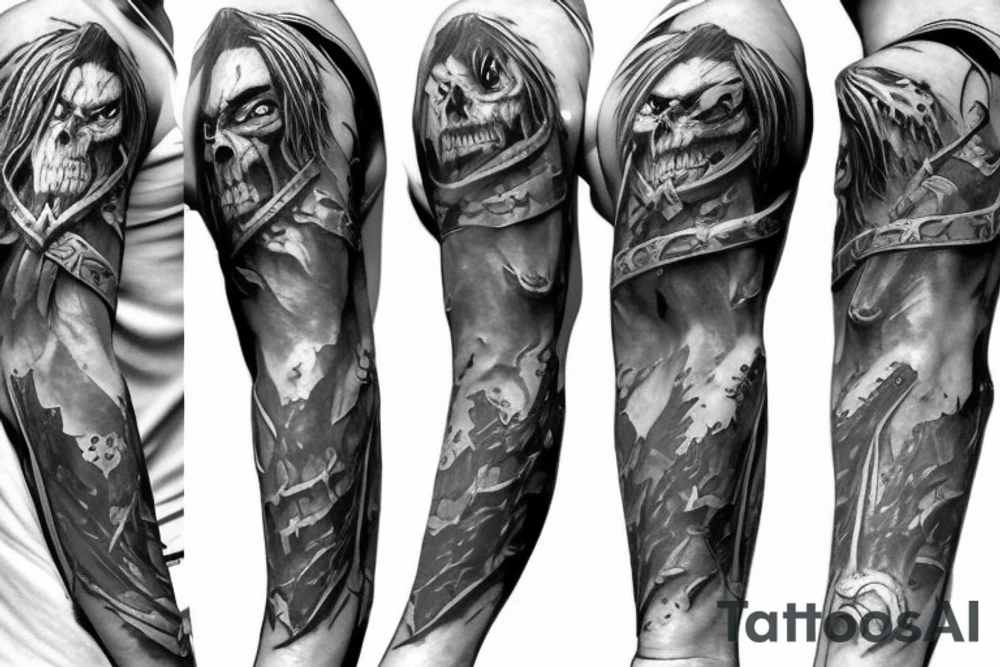 Warcraft undead sleeve tattoo idea