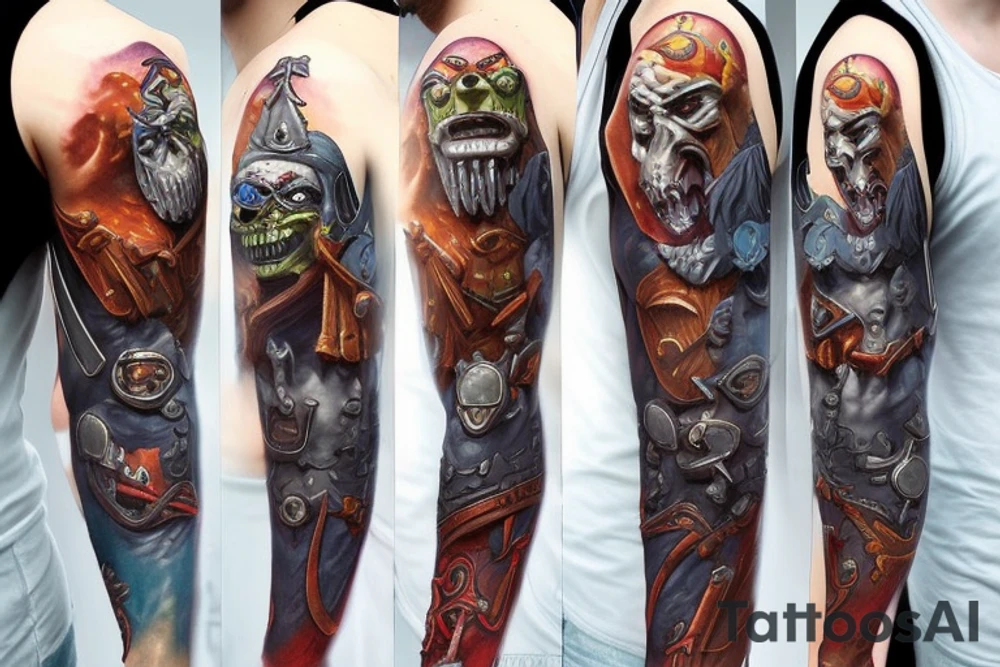 Warcraft undead sleeve tattoo idea