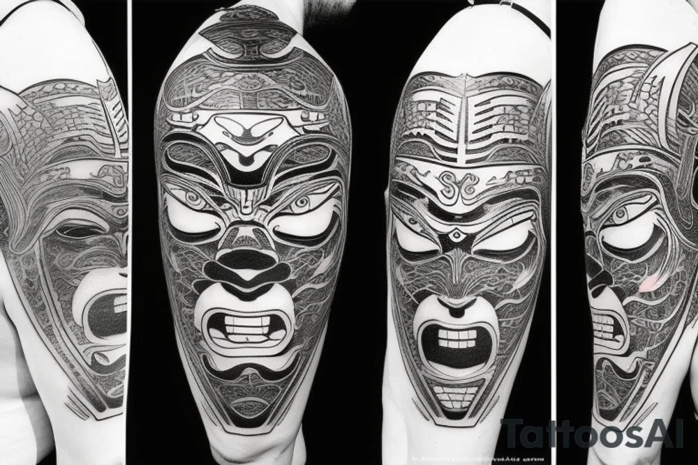 Samurai mask tattoo idea