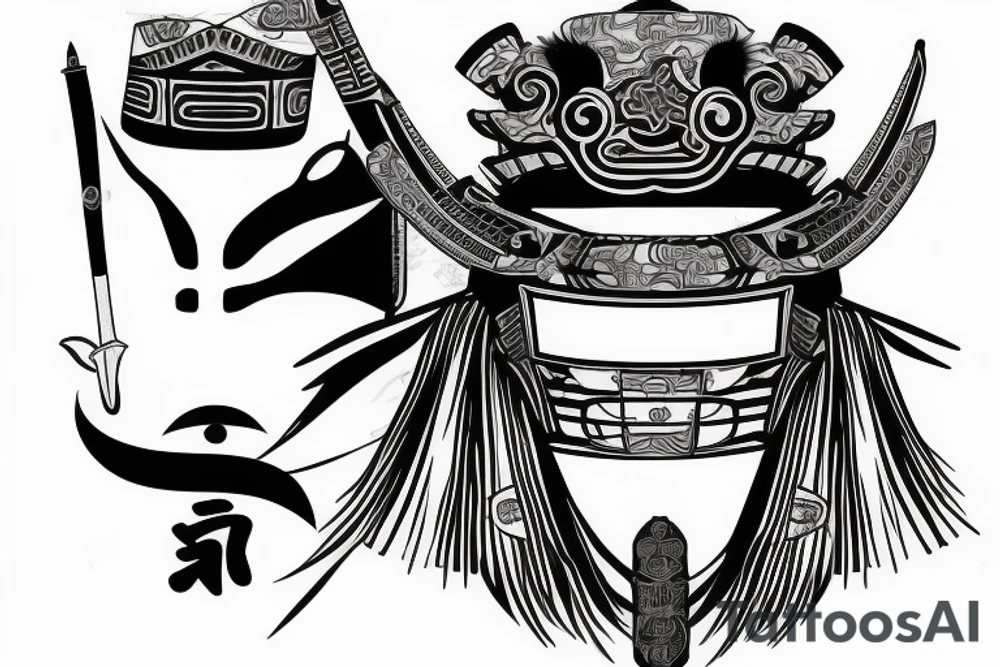 Samurai mask Japanese sword tattoo idea
