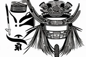 Samurai mask Japanese sword tattoo idea