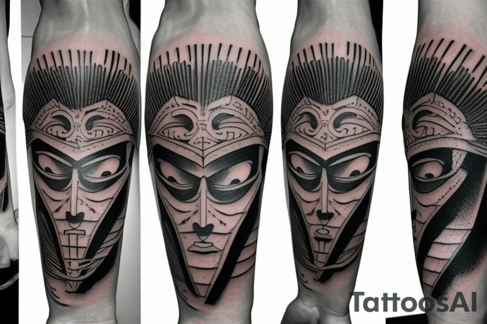 Samurai mask sword tattoo idea