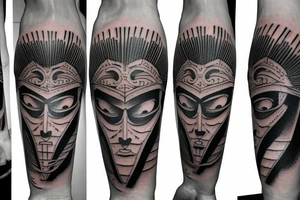 Samurai mask sword tattoo idea