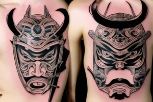 Samurai mask sword tattoo idea