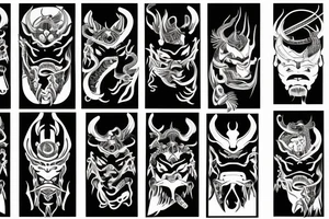 Samurai mask sleeve dragon tattoo idea