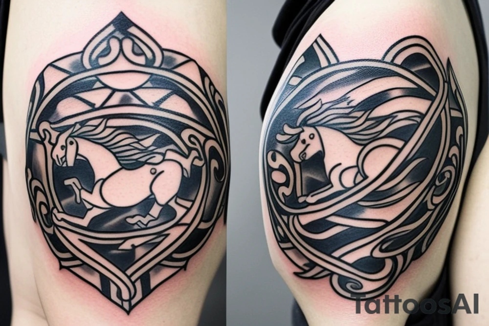 Horse shield tattoo idea