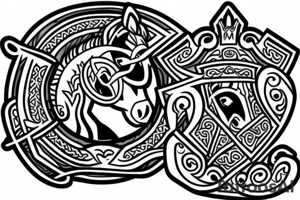 Horse shield tattoo idea