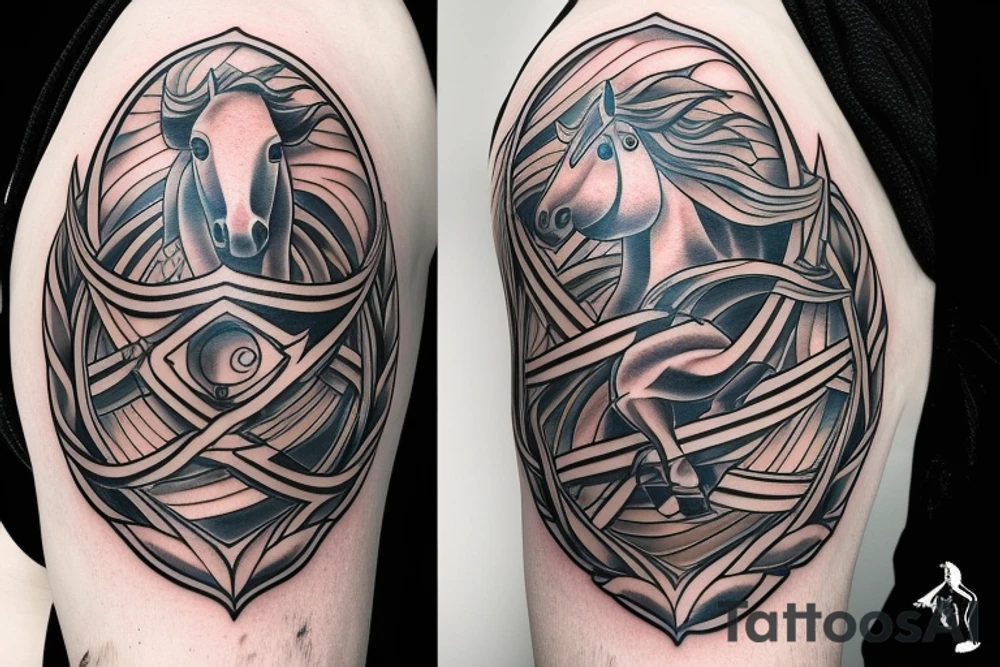 Horse shield tattoo idea