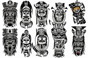 totem idol sleeve tattoo idea