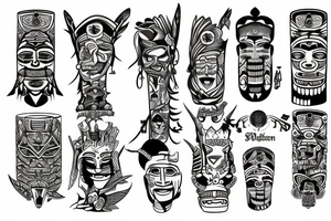 totem idol sleeve tattoo idea