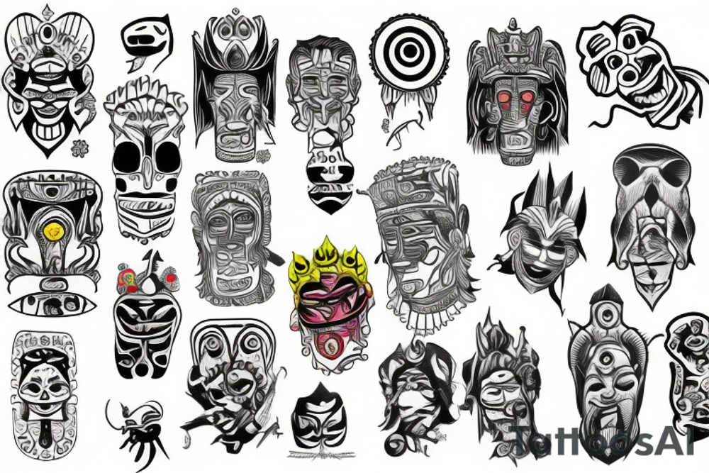 totem idol sleeve tattoo idea