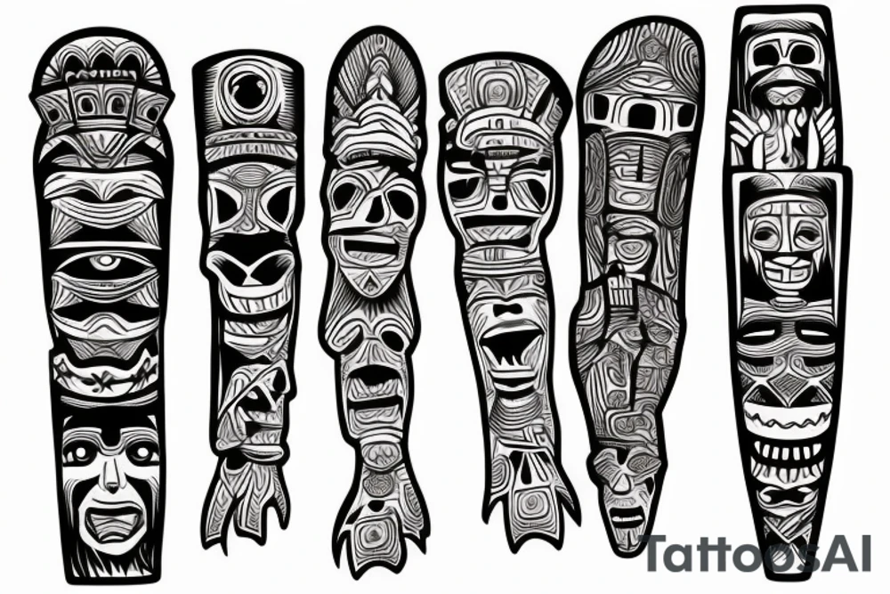 totem idol sleeve tattoo idea