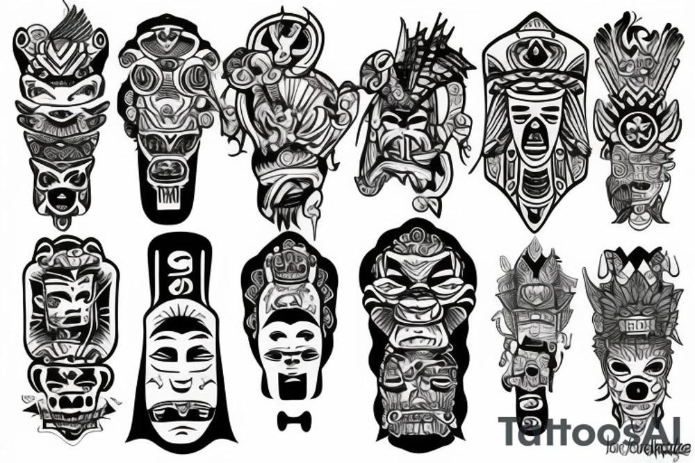 totem idol sleeve tattoo idea