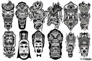 totem idol sleeve tattoo idea