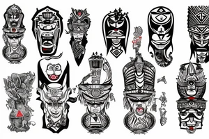 totem idol sleeve tattoo idea
