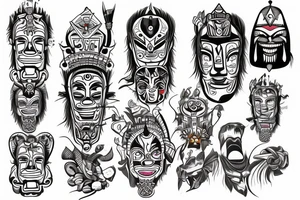 totem idol sleeve tattoo idea