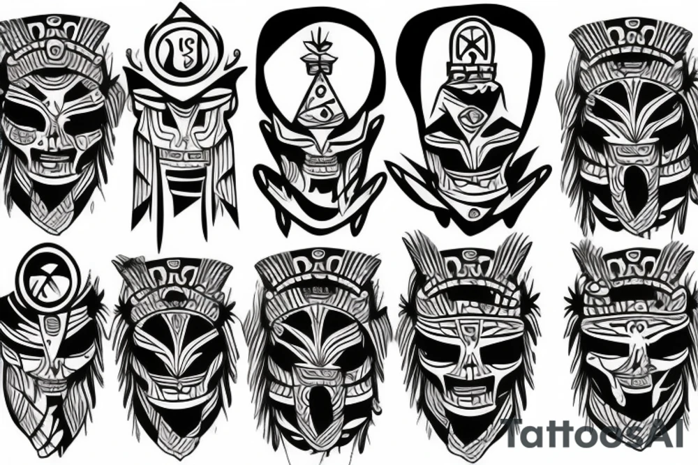 totem idol sleeve tattoo idea