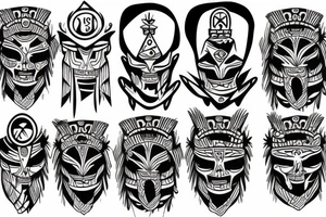 totem idol sleeve tattoo idea