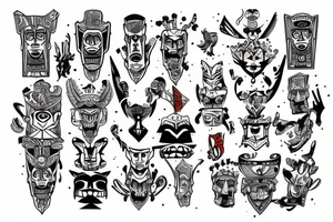 totem idol sleeve tattoo idea