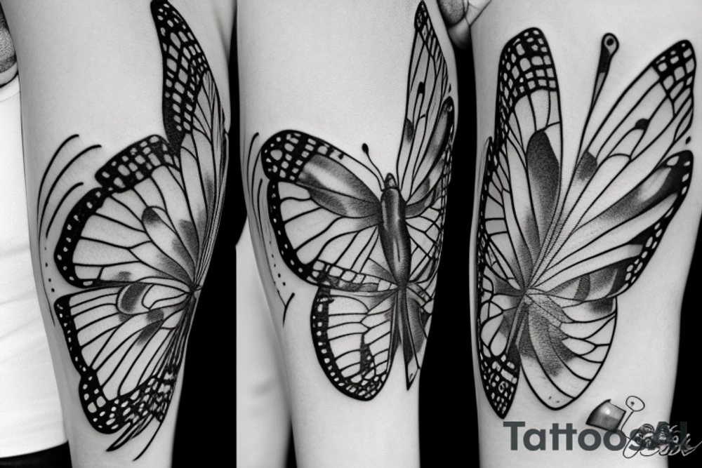 Flower black and white butterfly outdoors tattoo idea Flower black and white butterfly outdoors tattoo idea