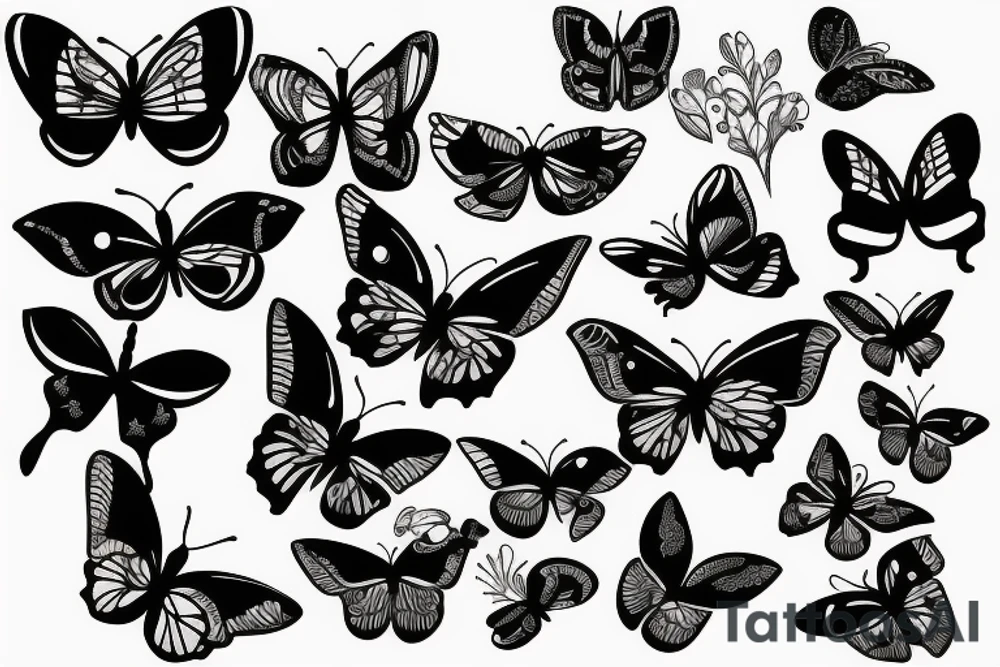 Flower black and white butterfly outdoors tattoo idea Flower black and white butterfly outdoors tattoo idea