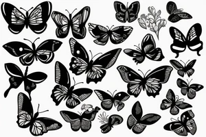 Flower black and white butterfly outdoors tattoo idea