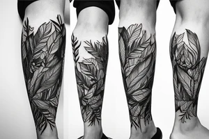 nature based leg sleeve tattoo idea