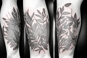 nature based leg sleeve tattoo idea