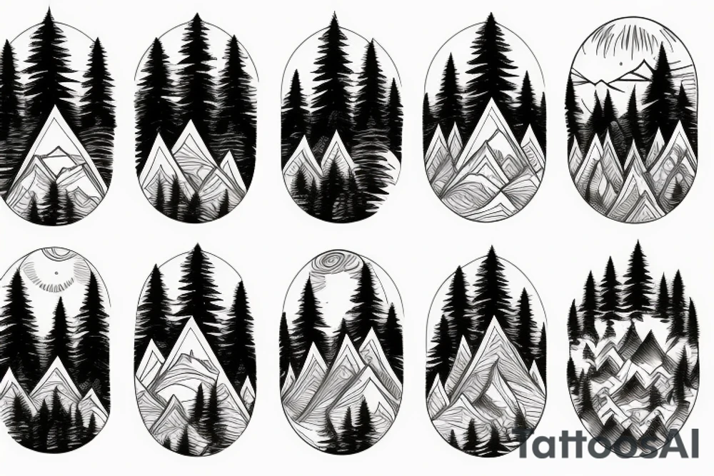 nature based with trees mountains tattoo idea