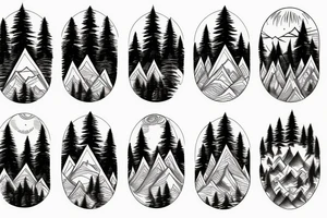 nature based with trees mountains tattoo idea