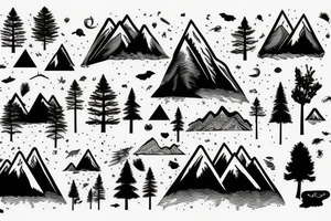 nature based with trees mountains tattoo idea