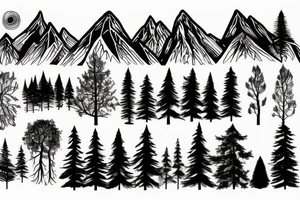 nature based with trees mountains tattoo idea
