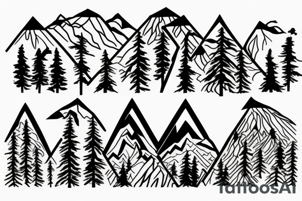 nature based with trees mountains tattoo idea