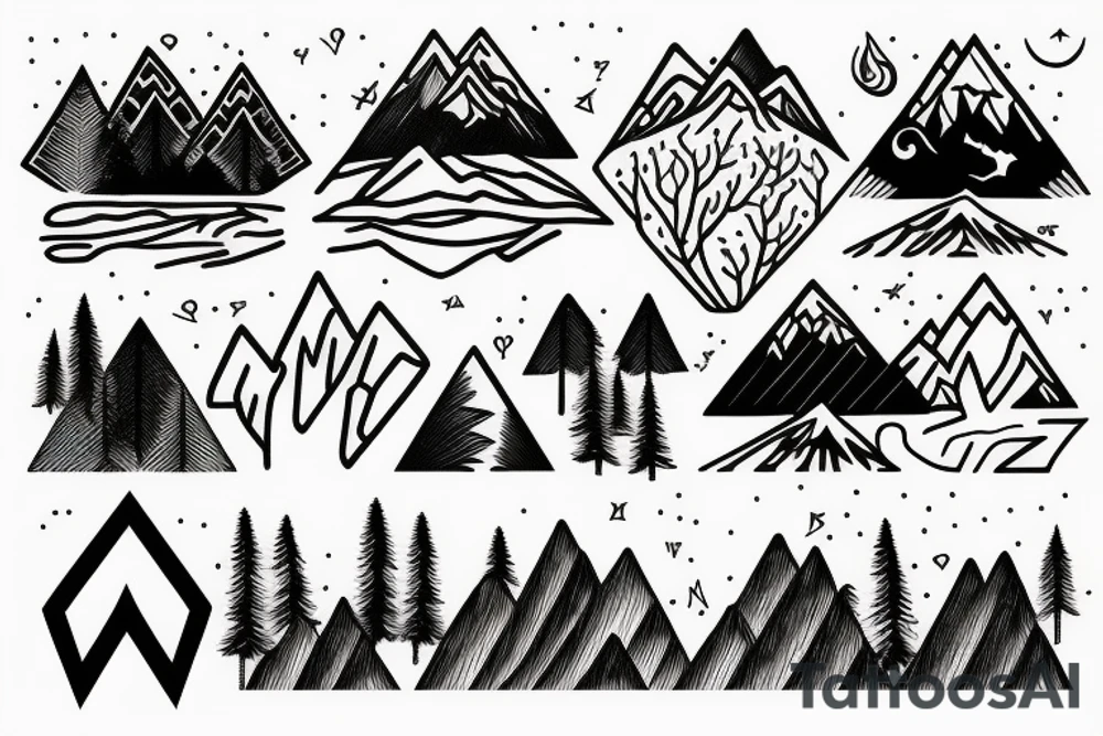 nature based with trees mountains tattoo idea