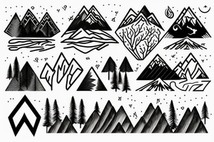 nature based with trees mountains tattoo idea