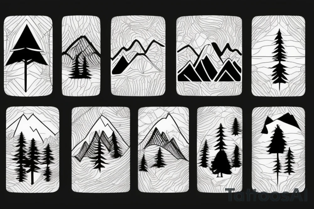 nature based with trees mountains tattoo idea