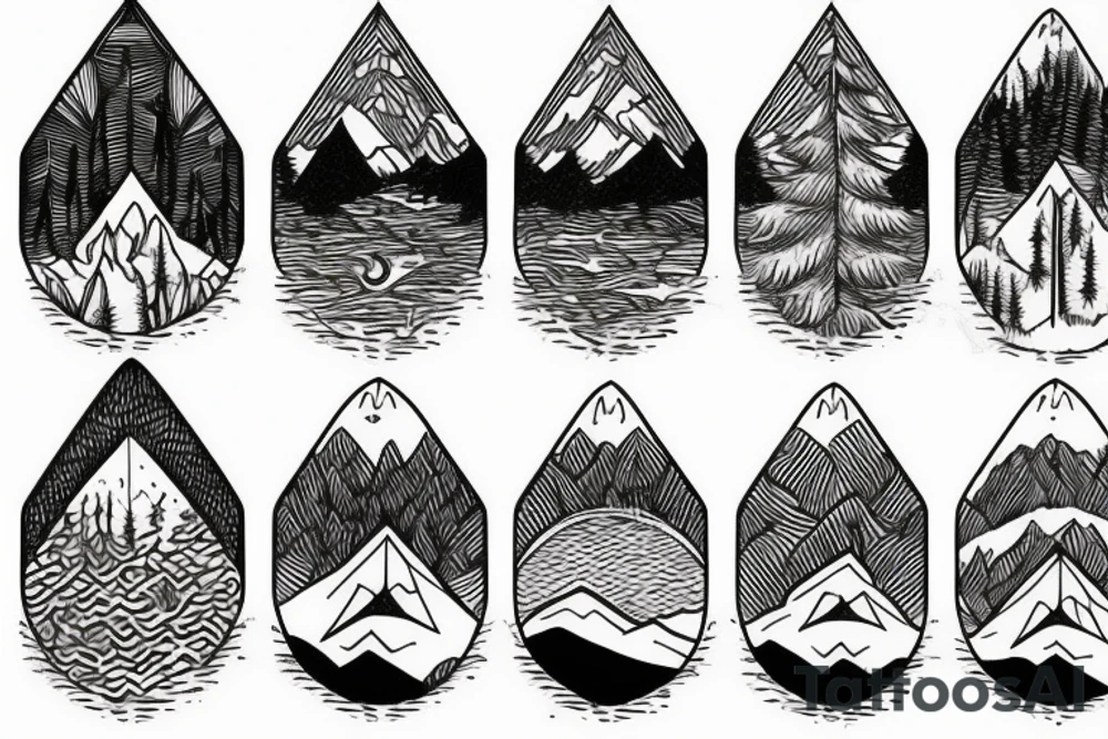 nature based with trees mountains tattoo idea