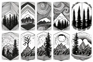 nature based with trees mountains tattoo idea