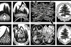 nature based with trees mountains tattoo idea