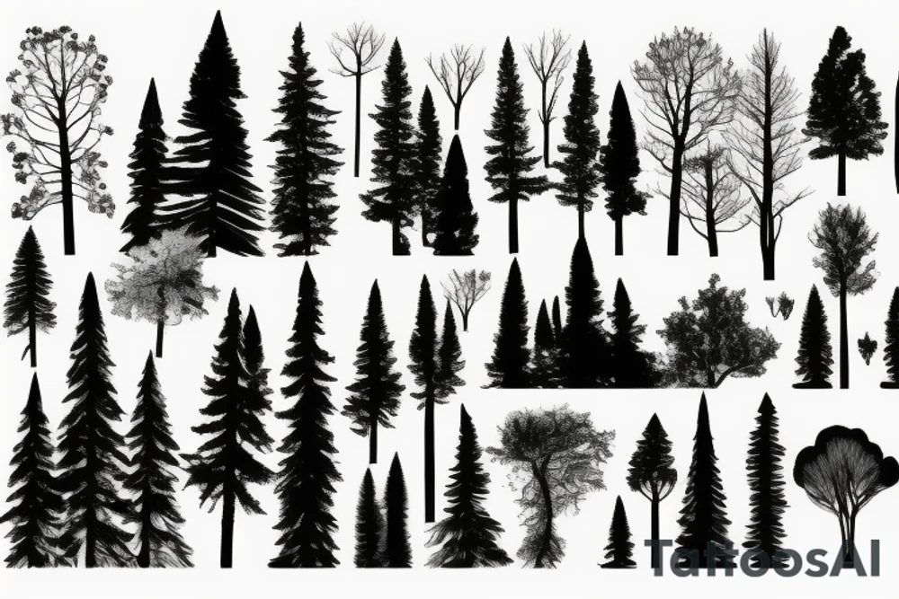 nature based with trees mountains tattoo idea