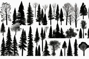 nature based with trees mountains tattoo idea