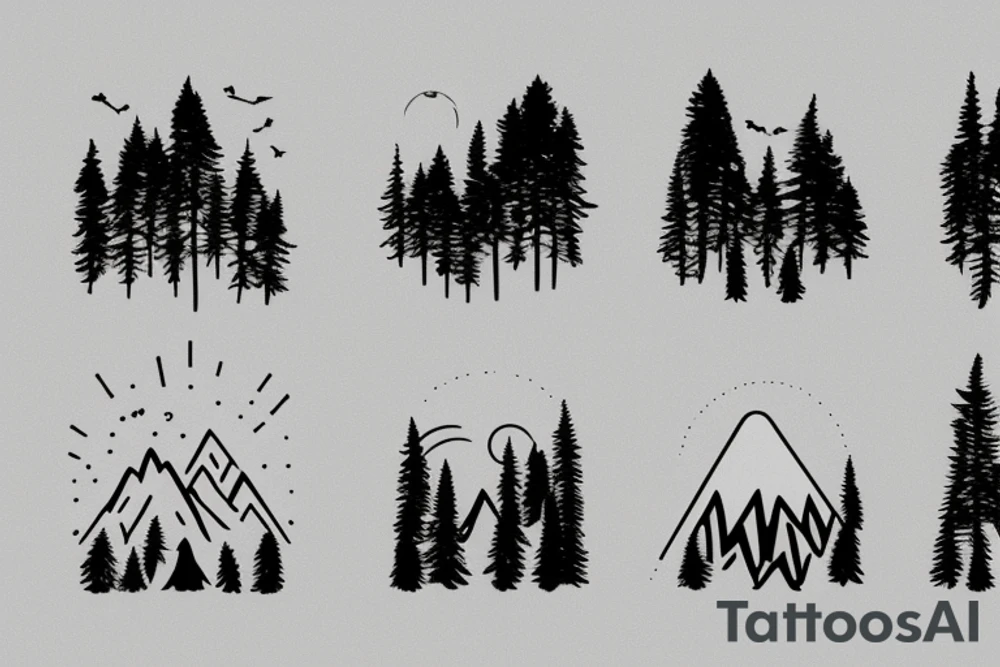 nature based with trees mountains tattoo idea