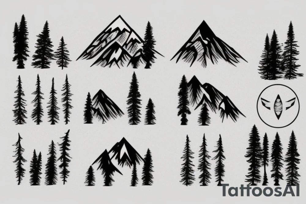 nature based with trees mountains tattoo idea