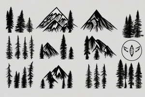 nature based with trees mountains tattoo idea